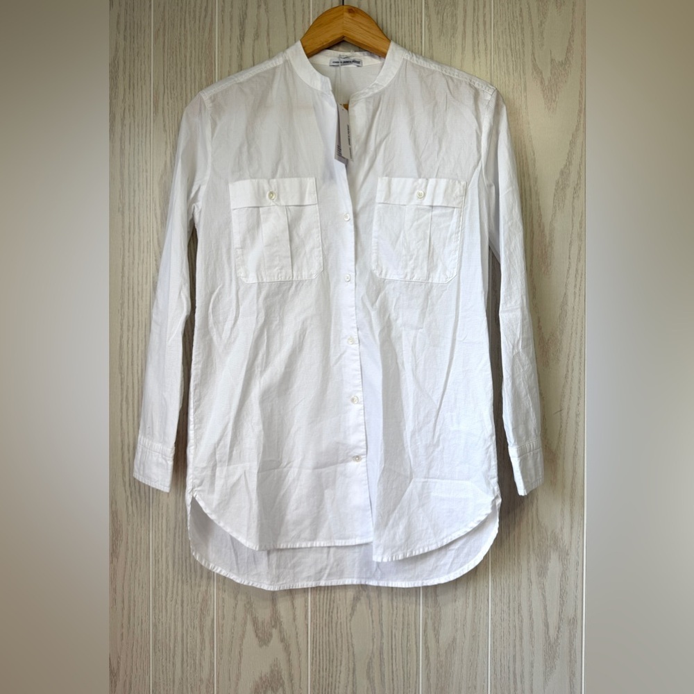 James Perse White Utility Pocket Button Down Shirt Size 0 NWT